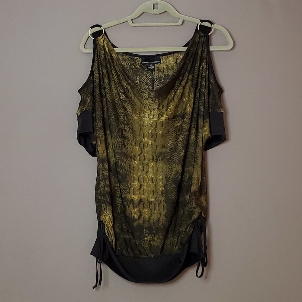 ISABELLA RODRIGUEZ ANIMAL PRINT COLD SHOULDER BLOUSE